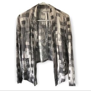3/$15 Olive + Oak gray and white plaid design cardigan (T6)